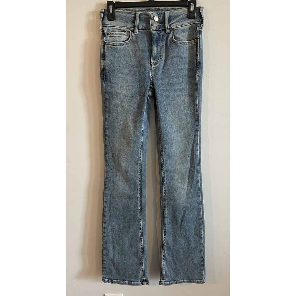 Free People We The Free Straight Leg Button Fly Jeans Womens 26 Distressed